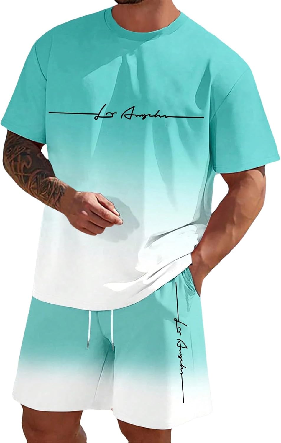 Zannycn Jogginganzug Herren Kurz Trainingsanzug Aufdruck Zweiteiliges Set Freizeit Sportanzug 2 Teiler Lässig Tshirt Und Short Bequeme Freizeitanzug Männer