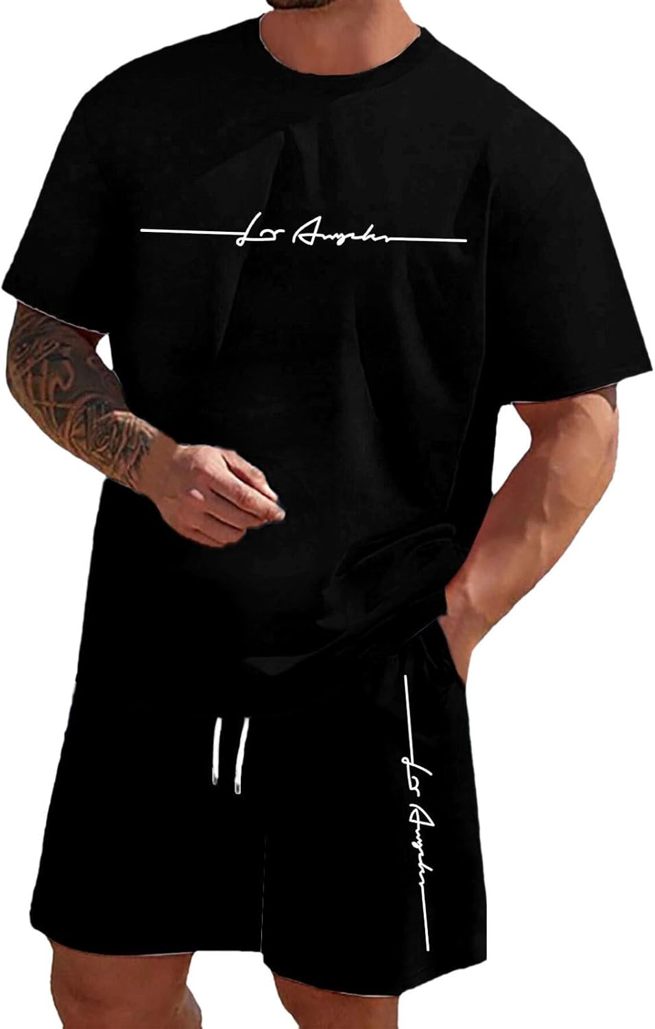 Zannycn Jogginganzug Herren Kurz Trainingsanzug Aufdruck Zweiteiliges Set Freizeit Sportanzug 2 Teiler Lässig Tshirt Und Short Bequeme Freizeitanzug Männer