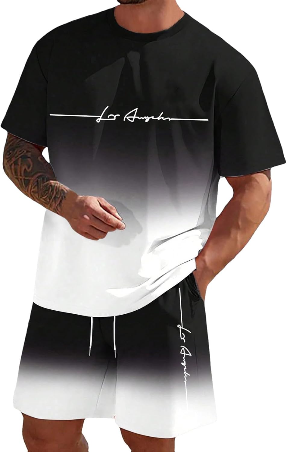Zannycn Jogginganzug Herren Kurz Trainingsanzug Aufdruck Zweiteiliges Set Freizeit Sportanzug 2 Teiler Lässig Tshirt Und Short Bequeme Freizeitanzug Männer