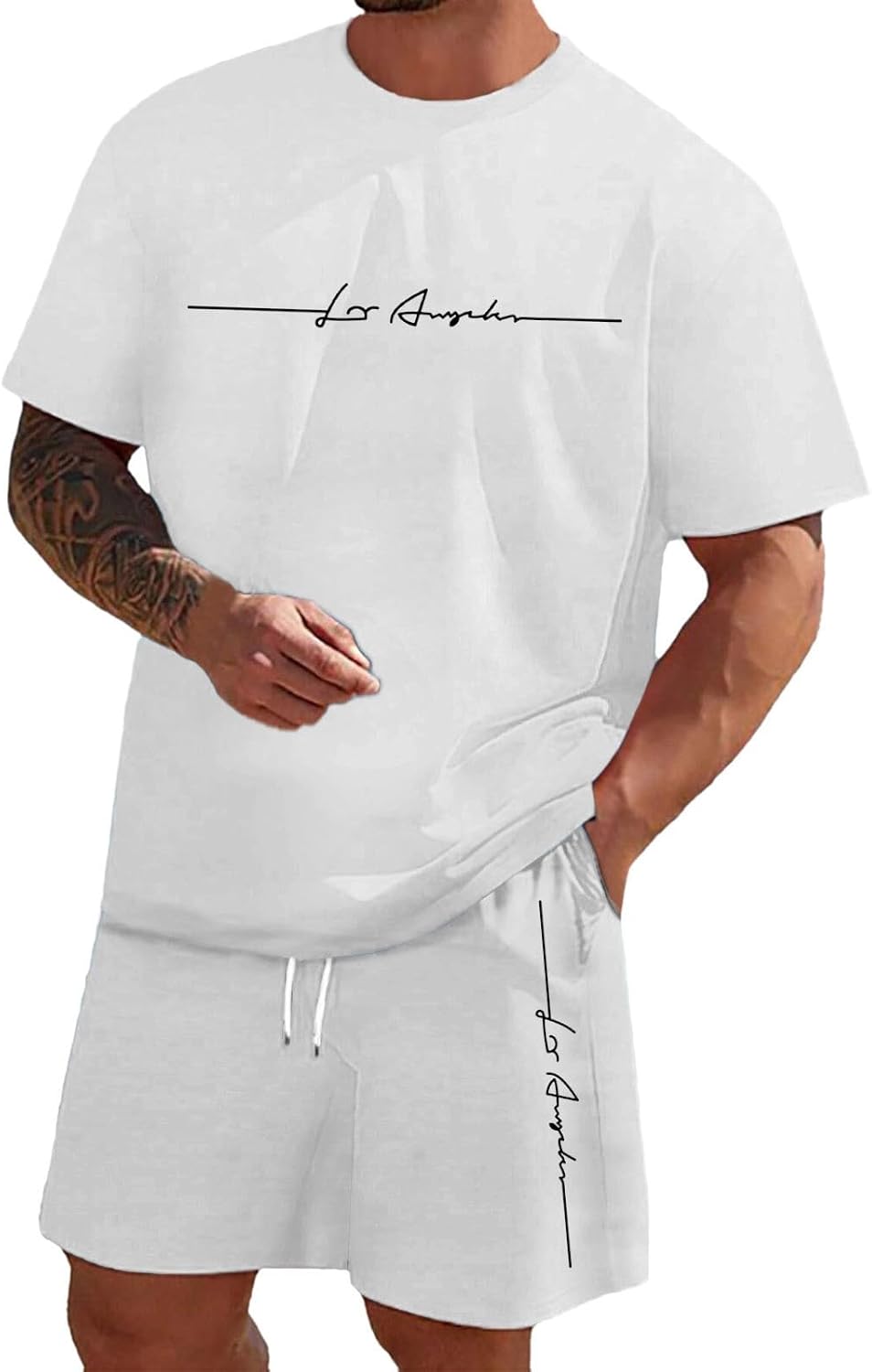 Zannycn Jogginganzug Herren Kurz Trainingsanzug Aufdruck Zweiteiliges Set Freizeit Sportanzug 2 Teiler Lässig Tshirt Und Short Bequeme Freizeitanzug Männer