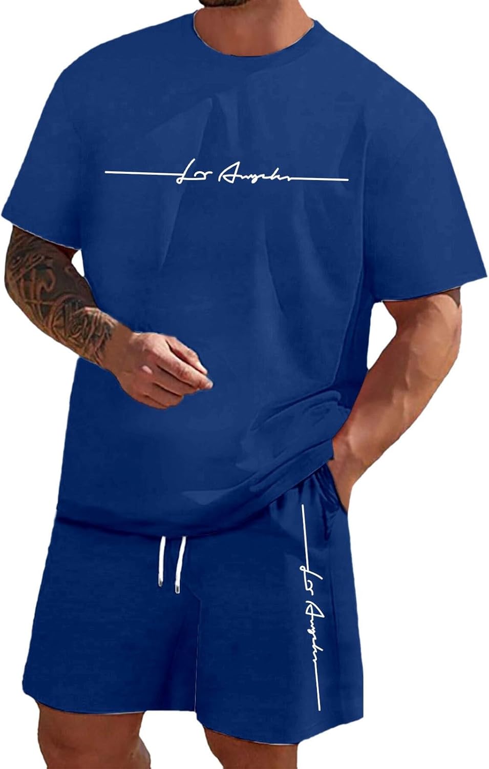 Zannycn Jogginganzug Herren Kurz Trainingsanzug Aufdruck Zweiteiliges Set Freizeit Sportanzug 2 Teiler Lässig Tshirt Und Short Bequeme Freizeitanzug Männer