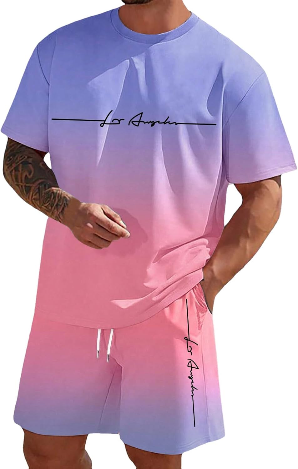 Zannycn Jogginganzug Herren Kurz Trainingsanzug Aufdruck Zweiteiliges Set Freizeit Sportanzug 2 Teiler Lässig Tshirt Und Short Bequeme Freizeitanzug Männer