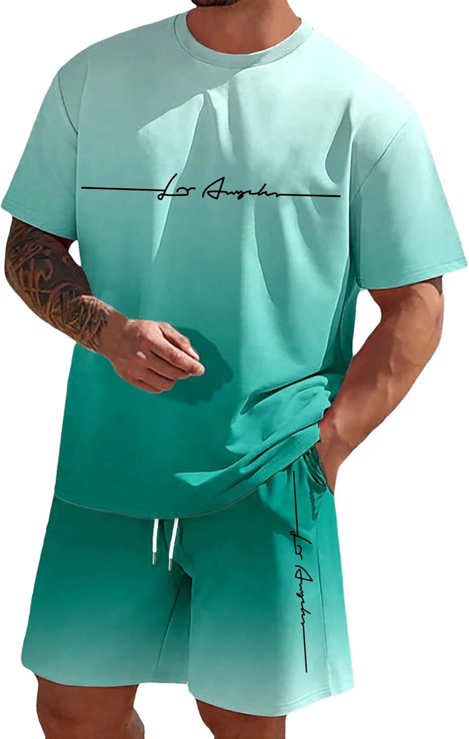 Zannycn Jogginganzug Herren Kurz Trainingsanzug Aufdruck Zweiteiliges Set Freizeit Sportanzug 2 Teiler Lässig Tshirt Und Short Bequeme Freizeitanzug Männer