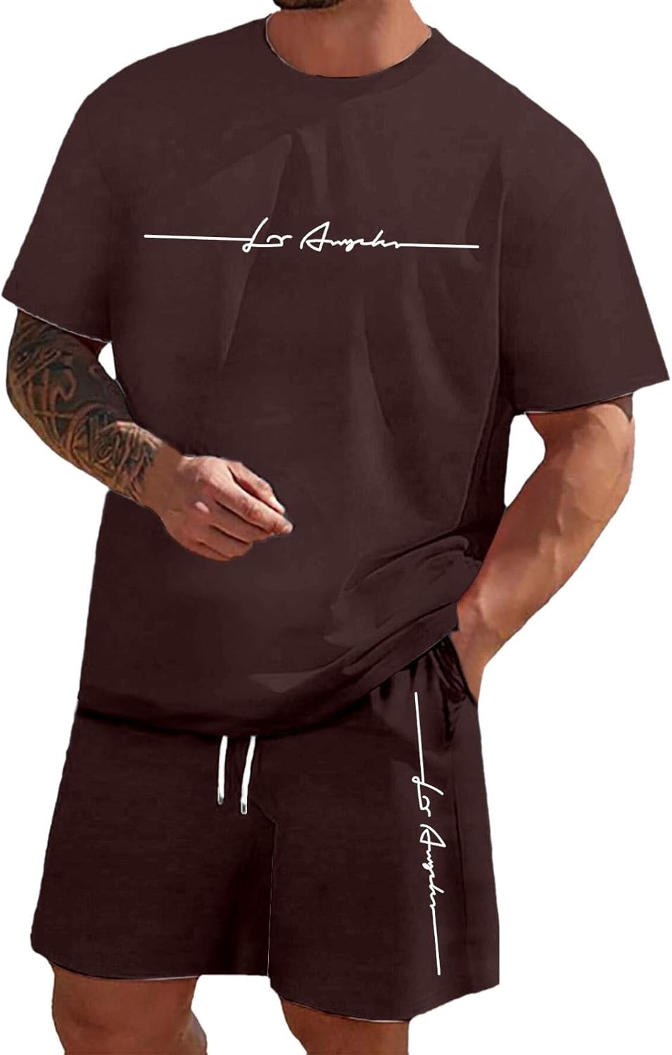 Zannycn Jogginganzug Herren Kurz Trainingsanzug Aufdruck Zweiteiliges Set Freizeit Sportanzug 2 Teiler Lässig Tshirt Und Short Bequeme Freizeitanzug Männer