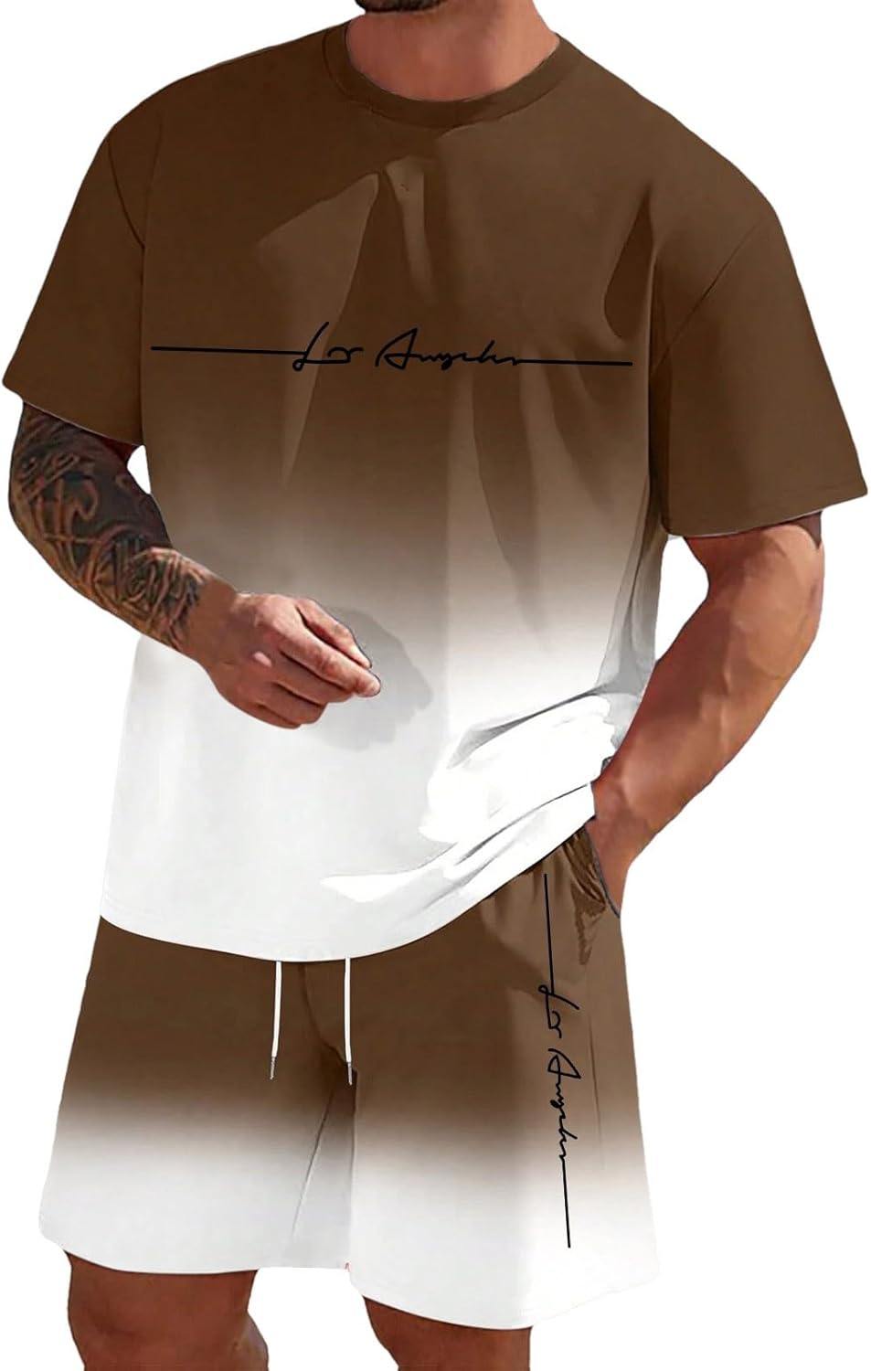 Zannycn Jogginganzug Herren Kurz Trainingsanzug Aufdruck Zweiteiliges Set Freizeit Sportanzug 2 Teiler Lässig Tshirt Und Short Bequeme Freizeitanzug Männer