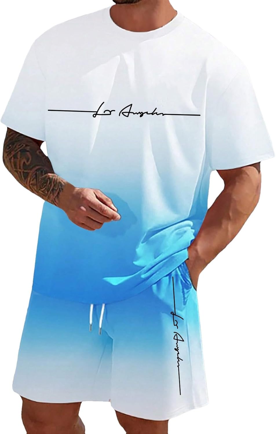 Zannycn Jogginganzug Herren Kurz Trainingsanzug Aufdruck Zweiteiliges Set Freizeit Sportanzug 2 Teiler Lässig Tshirt Und Short Bequeme Freizeitanzug Männer