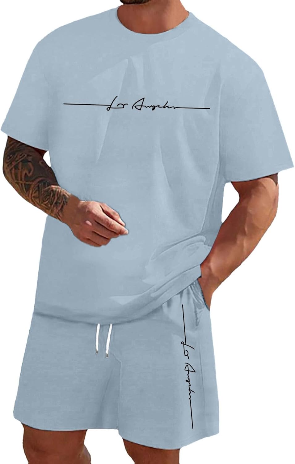 Zannycn Jogginganzug Herren Kurz Trainingsanzug Aufdruck Zweiteiliges Set Freizeit Sportanzug 2 Teiler Lässig Tshirt Und Short Bequeme Freizeitanzug Männer