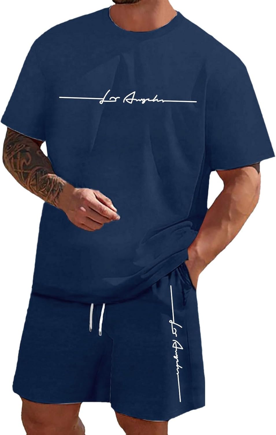Zannycn Jogginganzug Herren Kurz Trainingsanzug Aufdruck Zweiteiliges Set Freizeit Sportanzug 2 Teiler Lässig Tshirt Und Short Bequeme Freizeitanzug Männer