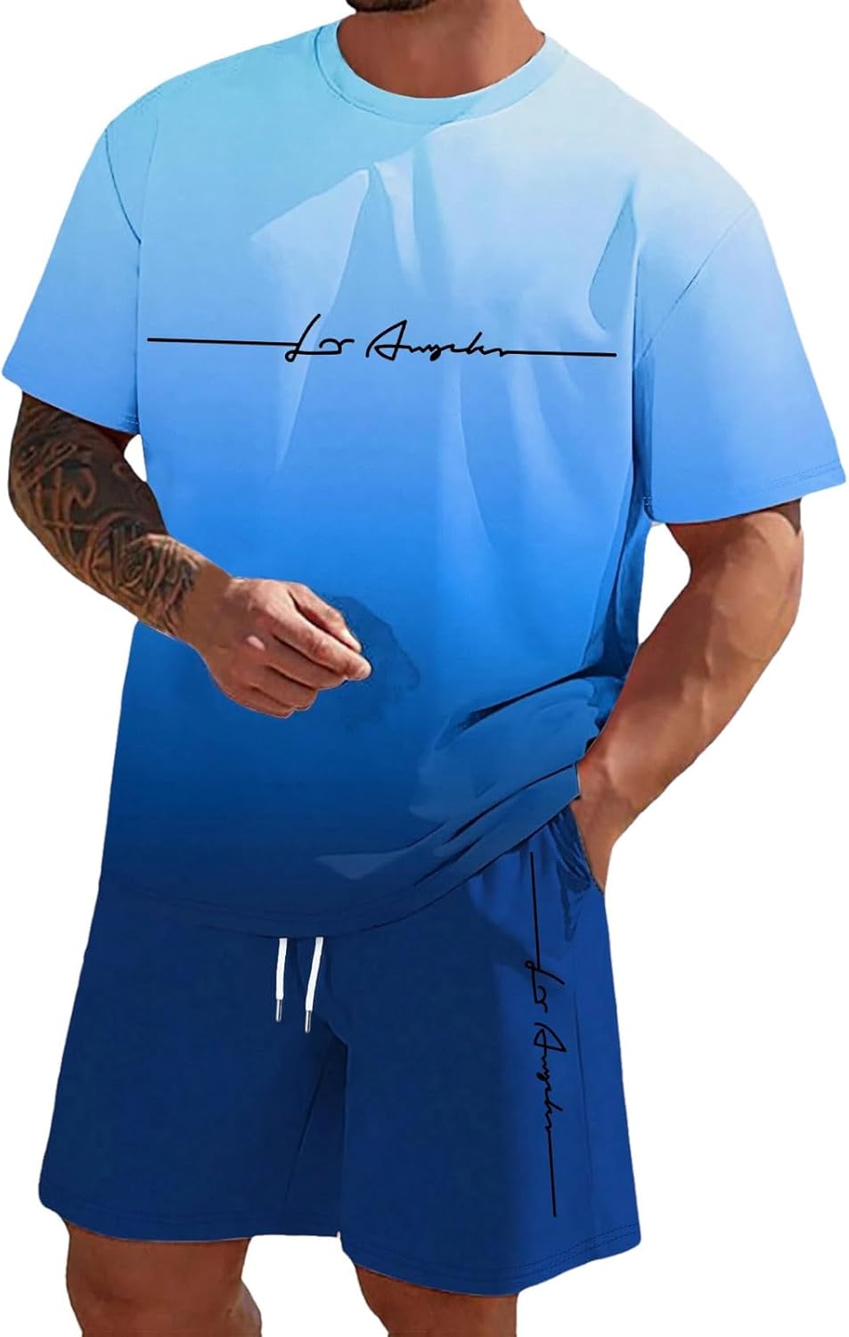 Zannycn Jogginganzug Herren Kurz Trainingsanzug Aufdruck Zweiteiliges Set Freizeit Sportanzug 2 Teiler Lässig Tshirt Und Short Bequeme Freizeitanzug Männer