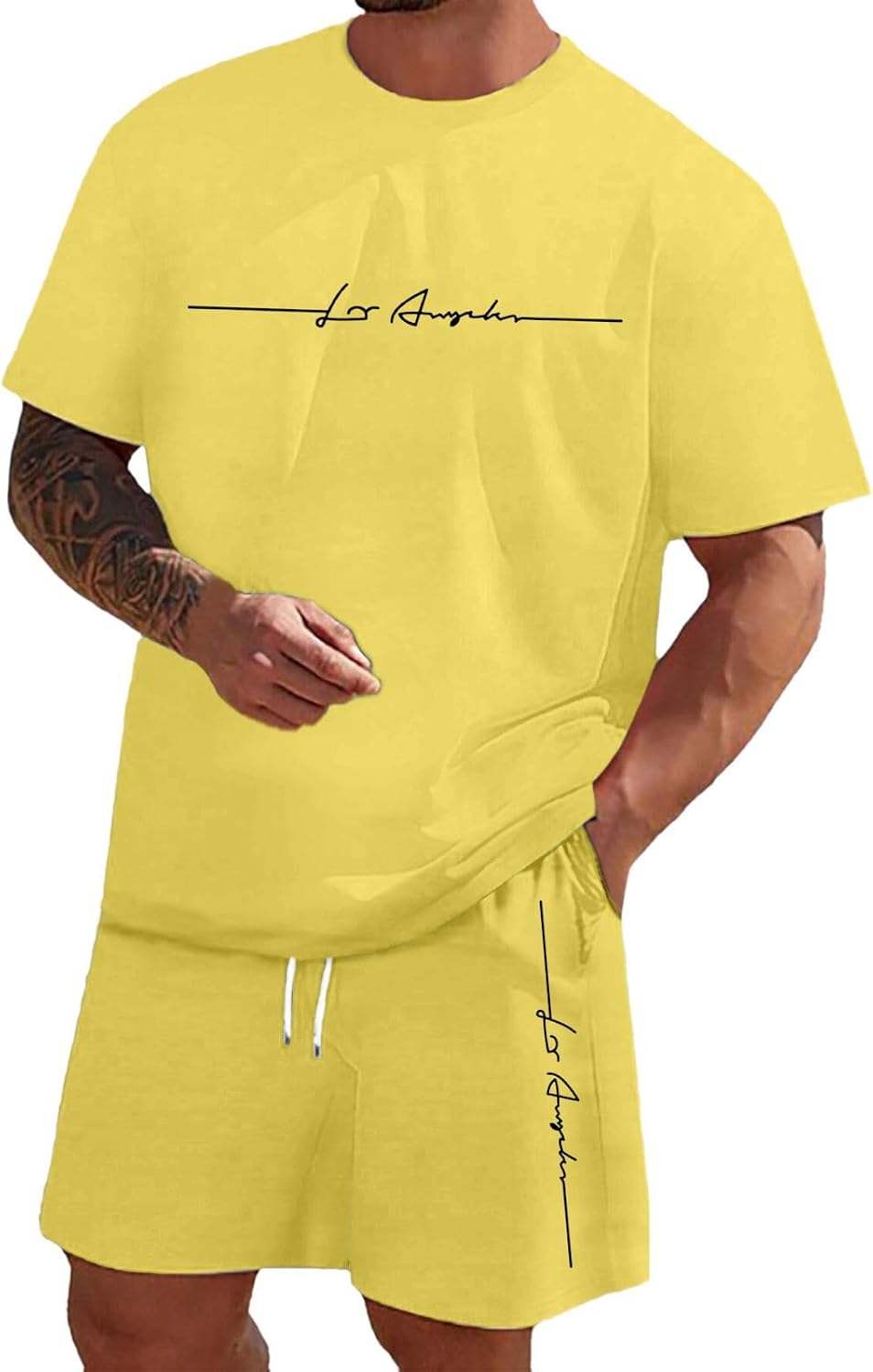 Zannycn Jogginganzug Herren Kurz Trainingsanzug Aufdruck Zweiteiliges Set Freizeit Sportanzug 2 Teiler Lässig Tshirt Und Short Bequeme Freizeitanzug Männer