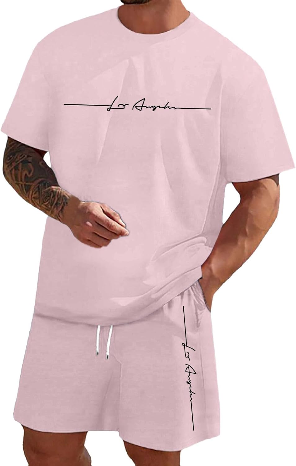 Zannycn Jogginganzug Herren Kurz Trainingsanzug Aufdruck Zweiteiliges Set Freizeit Sportanzug 2 Teiler Lässig Tshirt Und Short Bequeme Freizeitanzug Männer