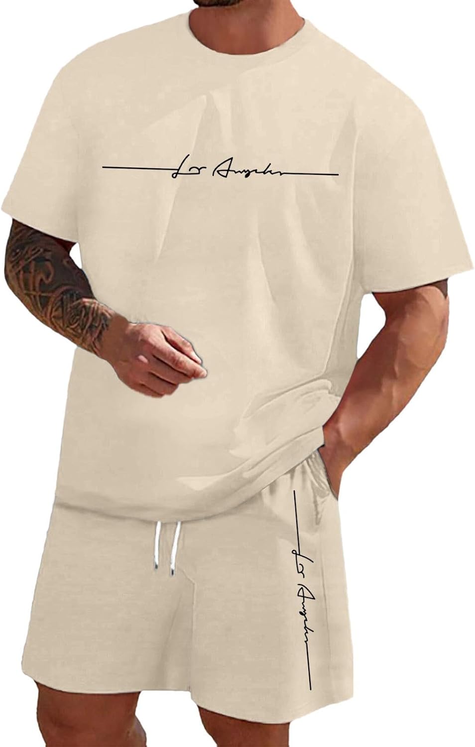 Zannycn Jogginganzug Herren Kurz Trainingsanzug Aufdruck Zweiteiliges Set Freizeit Sportanzug 2 Teiler Lässig Tshirt Und Short Bequeme Freizeitanzug Männer