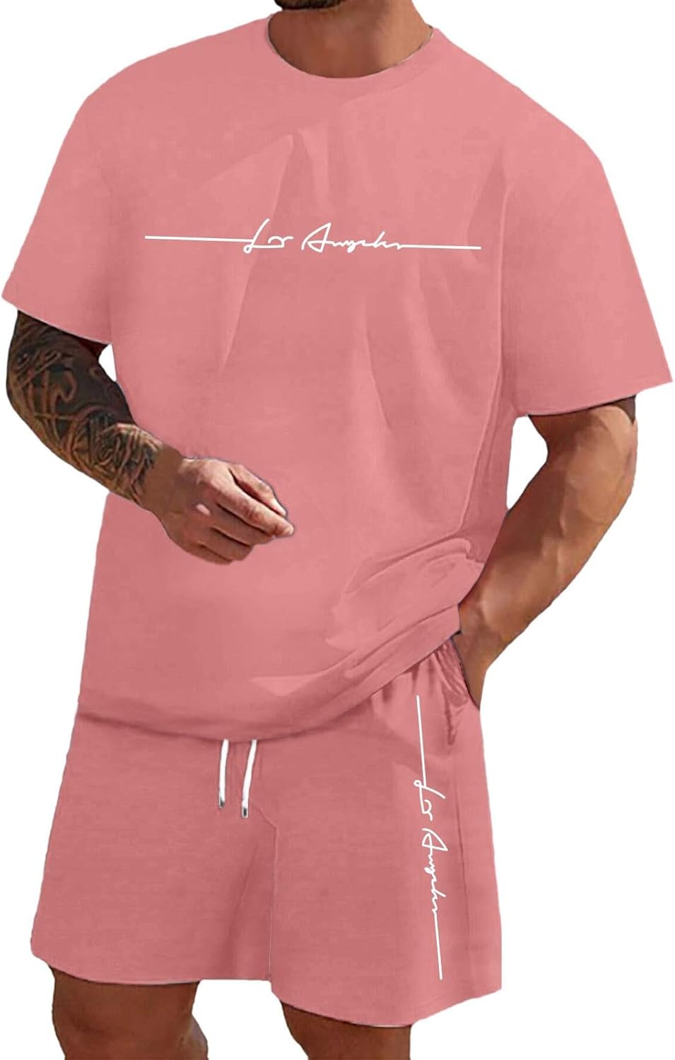 Zannycn Jogginganzug Herren Kurz Trainingsanzug Aufdruck Zweiteiliges Set Freizeit Sportanzug 2 Teiler Lässig Tshirt Und Short Bequeme Freizeitanzug Männer