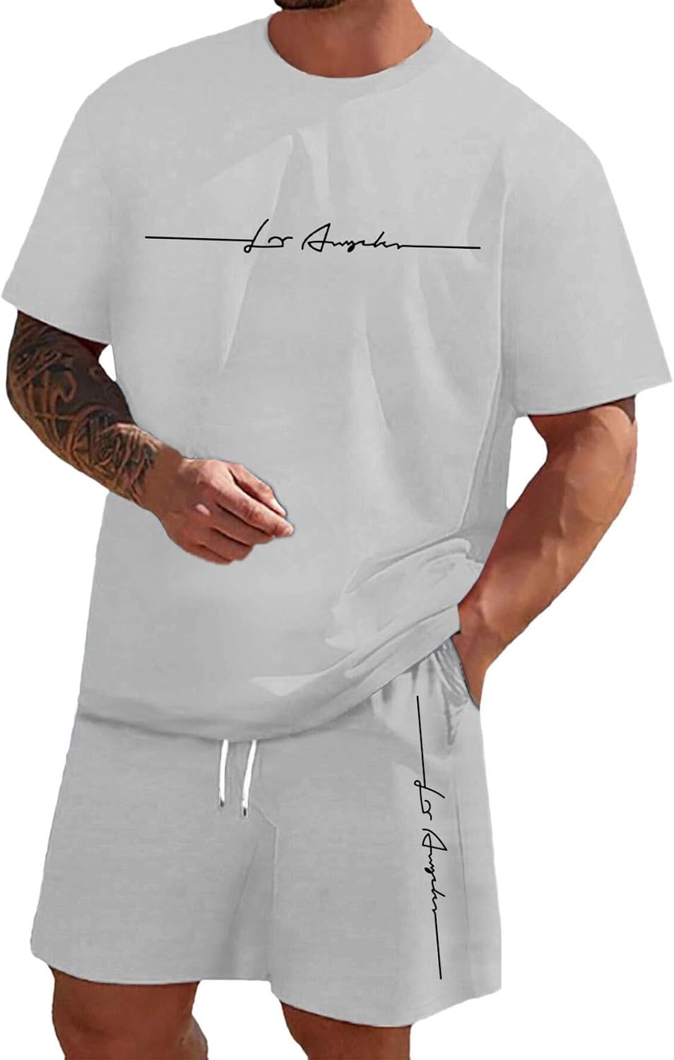Zannycn Jogginganzug Herren Kurz Trainingsanzug Aufdruck Zweiteiliges Set Freizeit Sportanzug 2 Teiler Lässig Tshirt Und Short Bequeme Freizeitanzug Männer