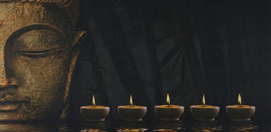 Mendler LED Picture AM Canvas Picture Wall Picture Timer FSC Certified 110 x 55 cm Buddha Flickering